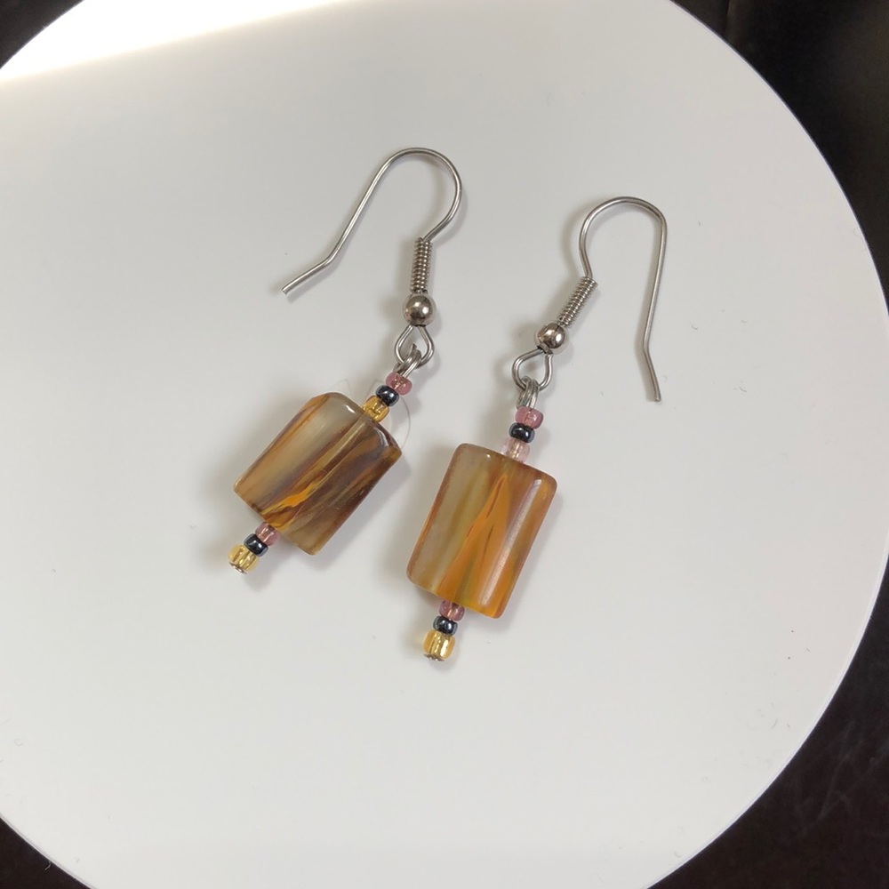 Hand Made Earrings. Brown/green